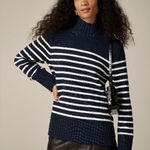 J.Crew Women’s Cotton Turtleneck Sweater in Stripe Size Medium NWT #CE701 Photo 0