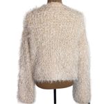She & Sky copper shimmer white fuzzy chunky knit v-neck boxy sweater size M Photo 1