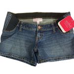 Isabel Maternity Side Panel Midi Under Belly Blue Jean Shorts Size 2 Photo 0