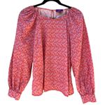 J. Crew Liberty Fabric Toutouayette Red Puff Sleeve Scoop Neck Shirt Medium Pink Photo 1