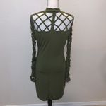 AMiERY Women's Hollow Out Dress Bandage Clubwear Long Sleeve Bodycon Dress Green Size XL Photo 6