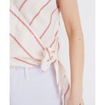 Madewell  Stripe V-Neck Wrap Side-Tie Blouse Top White Pink size Small Photo 2