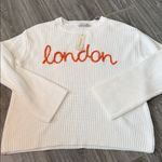 Francesca's Collections London embroidered White Knit ribbed Sweater small NWT Photo 0