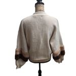 Sweet Generis Sweater Womens Size S/M Cream Ribbed Mock Neck Faux Fur Trim Cozy Brown Photo 3