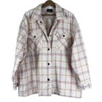 HFX Shacket Womens XL Pink Plaid Button Down Flannel Jacket Oversized Country Photo 0