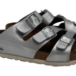 Birkenstock  Betula Women's Silver Leo Leather Sandals Size 265 / 10-10.5 Photo 0