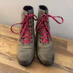 Sorel Lexie Hidden Wedge Boots Grey Pink Leather Lace Up Winter Women’s Photo 6