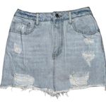 Forever 21  Skirt Womens 28 Mini Skirt Jean Denim Distressed Light Wash Blue Photo 0