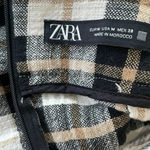 ZARA  Plaid Mini Skirt Wrap With Tie Black Tan Photo 5