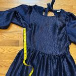 Topshop Women 8 Premium Textured Jacquard Blue Sheen Open Back Puff Sleeve Photo 5