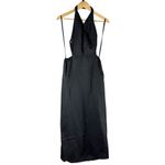 All Saints Ludo Black Cut Out Open Back Halter Linen Blend Midi Dress Size US 8 Photo 3