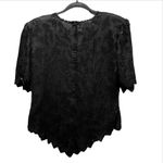 Laurence Kazar VTG Beaded Silk Top Black Sequin Evening Blouse Scalloped Size XL Photo 1