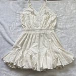 Blush Boutique Ruffle Romper Women's Size Small Rayon Linen Off White Lined FLAW Photo 9