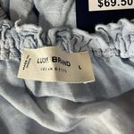 Lucky Brand Large Cropped Top Tassels Ruffled Neck Puff Sleeves Tie-Dye Blue Photo 6