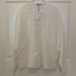 ZARA NWT!  White Ramie Beaded Top - size L - MSRP $119!! Photo 1