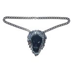 Vintage 1970s Luca Razza Large Collectible Black & Silver Lion Pendent Necklace Black Photo 2