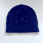 Sandro  Navy Blue Wool Blend Crystal Jeweled Beanie Photo 1