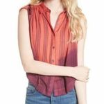 Free People  Stripe Orange Burgundy Ombre Baby Blues Tie Shoulder Top Size Medium Photo 2