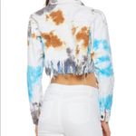 Taxi Designer Fringed Tie Dye Cropped Jacket White Size L Photo 1