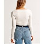 Abercrombie & Fitch Soft Bodysuit White Square Neck Long Sleeve Women's Size M Photo 2