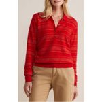 Vineyard Vines 100% Cashmere Red Velvet Shine Stripe Polo Women’s Pullover XXS Photo 3