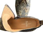 Linea Paolo Wedge sneaker Black gold Snake Print side zip leather heeled bootie Size 11 Photo 6