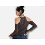 American Eagle Women’s Cold Shoulder Brown Knit Sweater Zipper Detailing Sz SM Photo 1