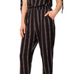 Derek Heart  Striped Off-The-Shoulder Tie-Sleeve Jumpsuit Photo 0