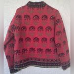 Icelandic Design 100% Wool Women’s Cardigan Sweater, Floral, Full Zip; Size M Red Size M Photo 5