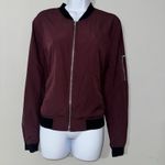 Bagatelle Heritage Women's Maroon Full Zip Bomber Jacket EUC Size L Photo 1