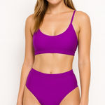 Jordan Emme  Purple Swimsuit Bikini Set High Waist Racerback Size S‎ Photo 0