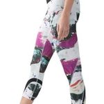 Lululemon size 8 Run inspire crop II leggings luxtreme white pink splatter mesh Photo 0