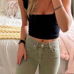 Free People Olive Green Skinny Jeans With Raw Hem  Photo 1