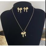 Gold Plated Coquette Bow Earrings Necklace SET Womens Jewelry Photo 5