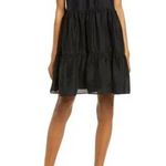 Chelsea28  Nordstrom Split Neck Rumpled Satin Dress LBD Small Photo 0