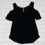 Free People  Black Cold Shoulder V Neck Tunic Top Shirt XS Photo 13