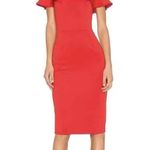 Yumi Kim Red Under Your Spell Mini Dress Off Shoulder Ruffle Detail Scuba Sm New Photo 10