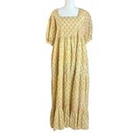 Sohana Dainty Ethereal Indian Cotton Block Print Maxi Dress Yellow Floral XL Photo 2