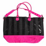 Victoria's Secret  Weekender Tote Bag Black and Pink Sequins Photo 3