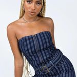 Princess Polly Fernley Blue White Denim Striped Strapless Bustier Top 2 Photo 1