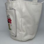 Handmade  VNTG Tennis Rackets Top Handle Tote Bag White Vinyl Emroidered Handbag Photo 2