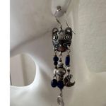 Vintage Sterling Silver Kitty Cat Chandelier Earrings Photo 4