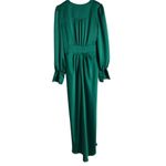 Ramy Brook Madeline Green Satin Plunge Neck Long Sleeve Gown Size 8 Photo 13