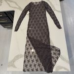 Free People NWT Lady Lux Maxi Sheer Lace Slip Dress Womens Medium Dark Gull Gray Photo 8