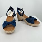 a.n.a  Womens Dukes Heeled Sandals Denim size 7.5 NWT Platform Raffia Ankle Strap Photo 2
