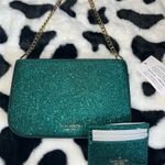 Kate Spade Teal Glitter Clutch with Gold Chain Photo 6