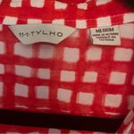 Anthropologie  11 1 TYLHO Tunic Mini Dress Red & White Gingham Button Womens M Photo 6