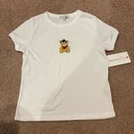 Orange Kiss  White Crewneck Short Sleeve Tee Photo 1