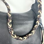 Brighton Barbados Ziptop Hobo Bag Pebbled Leather Black Braided Strap Photo 5