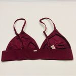 PINK - Victoria's Secret Victoria's Secret Pink Rose Embroidered Triangle Bralette Bra‎ Sz Small Burgundy Photo 4